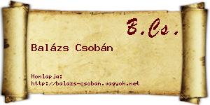 Balázs Csobán névjegykártya